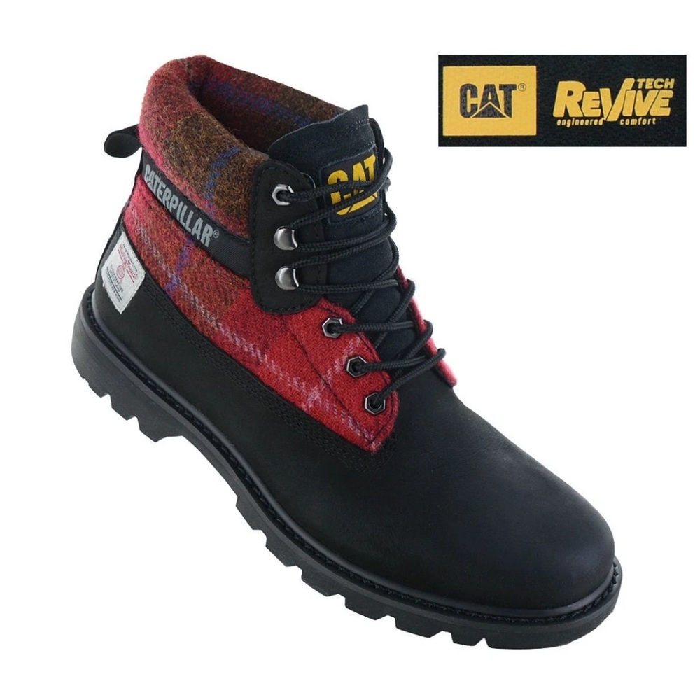 NEW CAT Caterpillar Colorado 2.0 Harris Tweed Boots - Leather Black Women’s 7.5